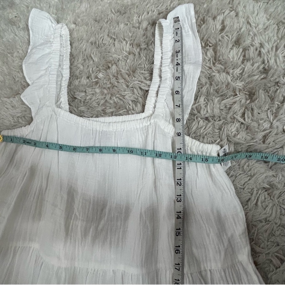 Frye & Co Gauze Textured White Tiered Sleeveless Dress. - Picture 10 of 11